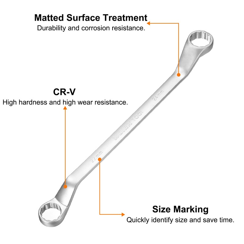sourcing map Offset Extra Long Box End Wrench 22 x