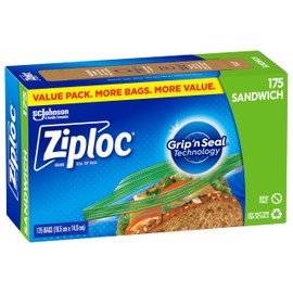 Ziploc Sandwich Bags Resealable Food Storage Value Pack 175 pack