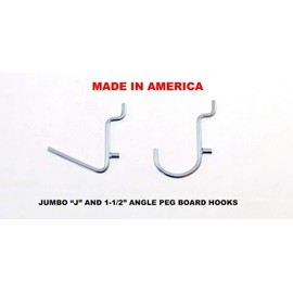 Hillman Brand 10 Each 1 1/2 Angle & J Hook Metal Peg Garage Hanger Hooks -1/8 to 1/4" Pegboard