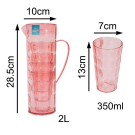 YöL 2L Pitcher With 4 350ml Drinks Tumblers Summer Cups Outdoor Dining Picnic BBQ Stackable Jug Set Camping