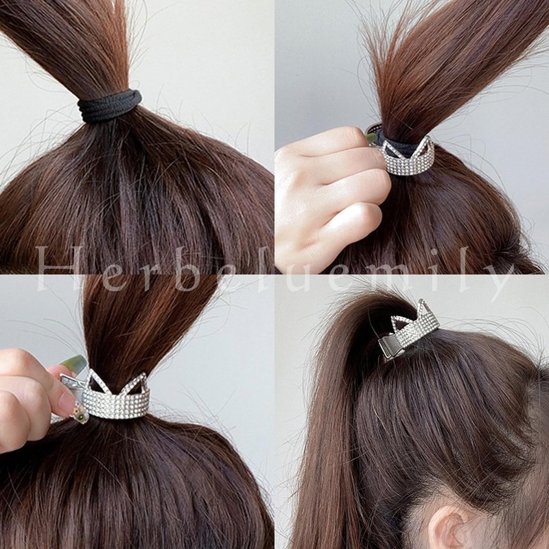 Herbeluemily Hair Claw Clip Rhinestone Bijou Ponytail Clip Ponytail Holder