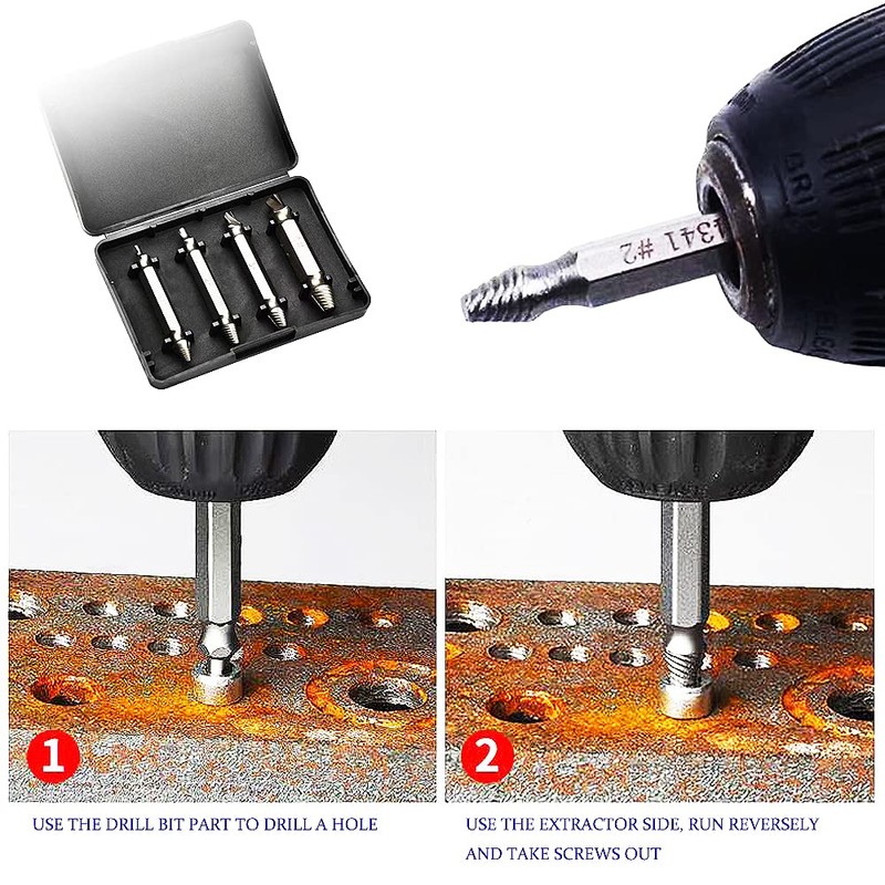 XFS Damaged Screw Extractor Set, 4 PCS HSS DIY Hand