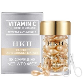 HKH Suero Facial Antiarrugas Con Vitamina C(30 Cápsulas, Incluye Tijeras). Suero De Noche Antiarrugas Con Vitamina C Y Vitamina A, Colágeno Y Retinol Para Mujer. Suaviza, Hidrata Y Reafirma La Piel.