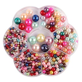 BZKSER Beads - 1150 Pieces White Round Beads 3/4/5/6/8/10/12 mm White Faux Pearl Jewellery Making Beads with Holes for Clothing, DIY Wedding Wallets, Mobile Phones, Necklaces, Bracelets