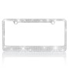 BLVD Rust Proof Metal Silver Crystal Bling License Plate Frame