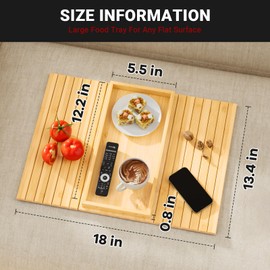Couch Arm Tray,Sofa Arm Tray Bamboo Sofa Tray Table for Couch,Anti-Slip Arm Table Clip On Tray Sofa Table,Foldable Sofa Armrest Tray Couch Cup Holder for Snacks,Phone,Remote,Cups