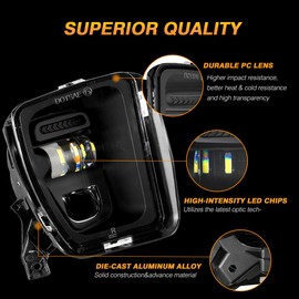 Auxbeam LED Fog Lights DOT Approved Replacement for Dodge Ram 1500 2013 2014 2015 2016 2017 2018, Bumper Driving LED Fog Lamps for Ram 2013-2018, w/Adjustable Light Source, 2 Pcs Black