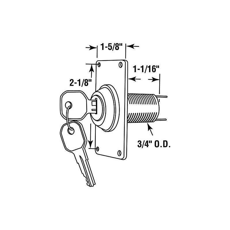 Prime-Line GD 52142 Electric Key Switch, 3/4 In. Outside Diameter,