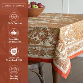 Maison d' Hermine - Mantel 100% algodón para cocina, mesa | Decoración | Fiestas | Bodas | Acción de Gracias/Navidad.
