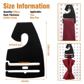 Maxdot 100 Pcs Tie Hangers, Plastic Neck Tie Holders for Display, Black Necktie Hook Hangers for Men Retail Closet, 2.8 x 2 inches