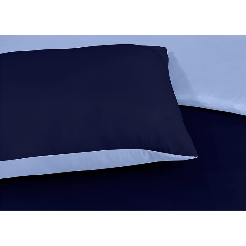 Ev Dekor® Duvet Cover Set Single Dark Blue Light Blue