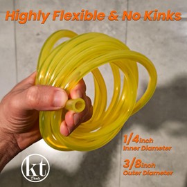 10 Feet Long Fuel Line Hose Tube 1/4" ID x 3/8" OD Replacement Gas Hose Line for Small Engines, Chainsaws, Blowers, String Trimmers Lawn Mowers Power Tools and Generators (10ft Yellow)