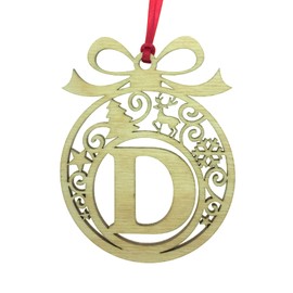 Laser cut Christmas tree bauble decoration: Letter D