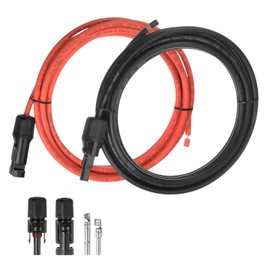 MECCANIXITY Solar Panel Wire 10ft 12 AWG 4mm2 Solar Cable Tinned Copper Wire with Female and Male Connector Black Red for RV Boat Marine Solar Panel