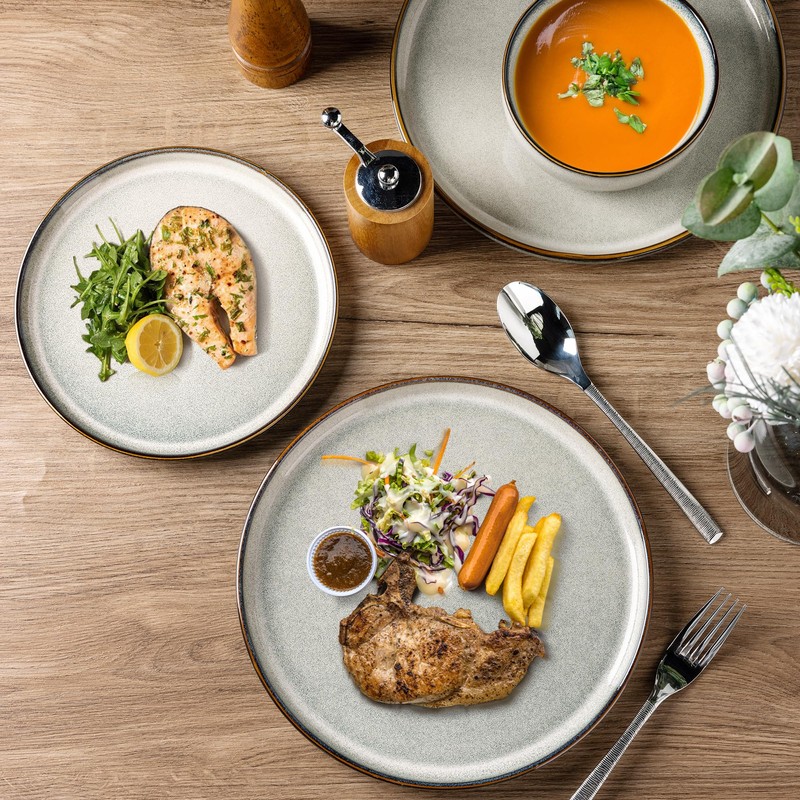GBHOME Ceramic Dinnerware Sets for 4, 12 Pieces Stoneware Plates