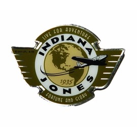 New Horizons Production Indiana Jones Global Earth and Plane 1" Wide Metal Enamel Brooche Pin