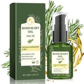 Yeerain Rosemary Oil for Hair, Rosemary Mint Oil with Organic Rosemary Oil, Castor Oil and Coconut Oil for Hair Growth, Skin Care, Hair Thickening, Deep Nourishing Scalp (50 ml)