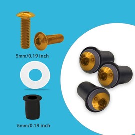 10PCS Windshield Bolts Screws Kit, Motorcycle Aluminum Fairing Screws Bolts Kit with Wrench, Windshield Screw Nuts Bolts Kit, Motorcycle Windshield Bolt Fit for Most Motocycle (Gold)