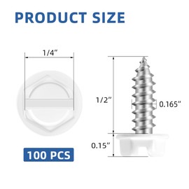 #8 x 1/2" Slotted Hex Washer Head Self Tapping Screws, White Painted Zip-in Self Piercing Gutter Screws, Zinc Plated Finish, 1/4" Hex Driver Included, 100 PCS