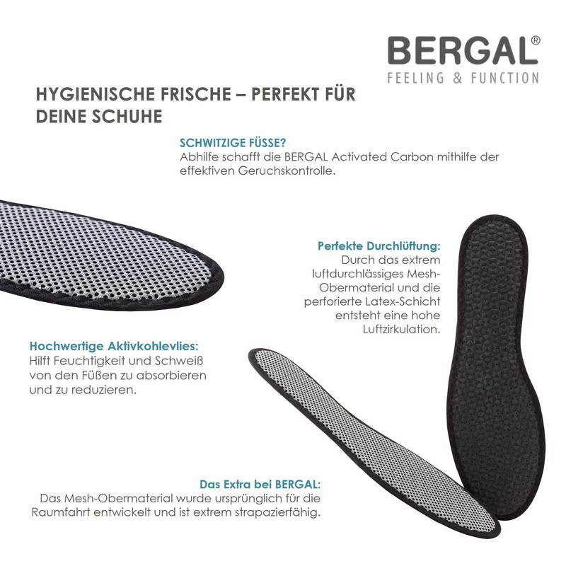 BERGAL Active Active Insoles with Activated Carbon 3 Pairs for