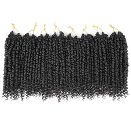 Leeven Leeven 10 Inch 8 Packs Pret wisted Passion Twist Crochet Hair Natural Black Pre-looped Short Bob Passion Twists Hair, Bohemian Passion Twist Crochet Braids Crochet Hair Extensions for Women