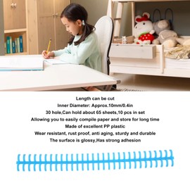 ZLXHDL Binding Combs,10Pcs 30 Holes Cuttable Plastic Spiral Binding Coils,10mm Binding Spirals for Loose Leaf,Book Binding(Blue)