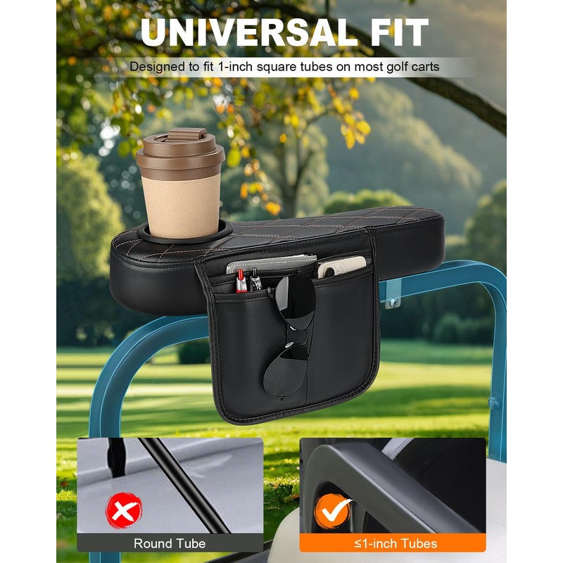 Golf Cart Armrest with Cup Holder & Rear Seat Organizer,