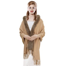 EIysee Women's Large Faux Fur Pashmina Shawl Wrap Stole in Solid Color for Party-Soft Classic Cashmere Feel Scarf Shawls