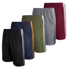 Real Essentials Paquete de 5: Pantalones Cortos de Malla Tejida, de Secado rápido para niños para Ponerse Mientras Juega al Baloncesto, fútbol, Tenis, Hace al Ejercicio|Gimnasio- ST 14, L (14/16)