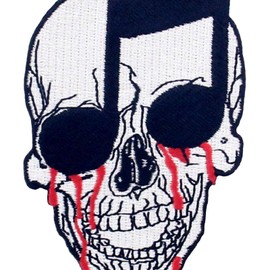 ZEGINs Musical Notation Bloody Skull Patch Embroidered Punk Applique Iron On Sew On Emblem