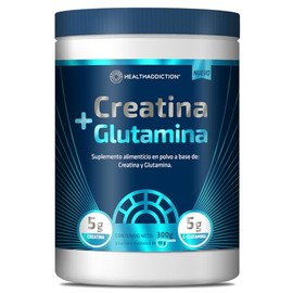 HEALTHADDICTION Creatina + Glutamina en Polvo 300 g │ Suplemento alimenticio con 5 g Creatina Monohidratada + 5 g L-Glutamina por porción │ 30 porcion