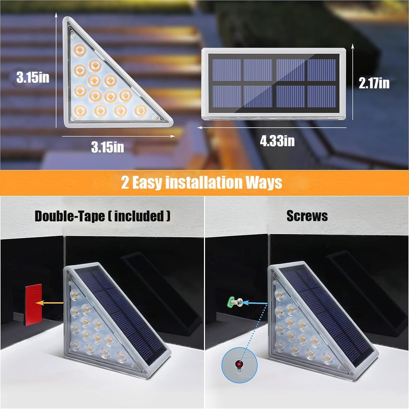 Uni PNR Solar Stair Lights Outdoor, 12 Pack Outdoor Solar