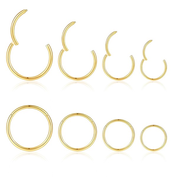 Calkkrer 8 Pieces 16 g Septum Piercing Rings, Thin Titanium