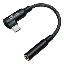 DCHAV Angled USB Type C to 3.5mm Audio Adapter Headphone Jack USBc 3.5 mm Cable Aux to USB-C Cord Male Female Dongle DAC Chip for Android Phone Tablet Laptop Speaker Microphone Car Stereo, Black