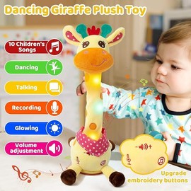 MIAODAM Dancing Talking Giraffe Toys Electronic Plush Toy Interactive Mimicking Toy with Recording and Repeating for Boys Girls Gift Children's Day Gift Musical Light Up Sensory Safe Soft Plush Fabric:_Cactus (Adjustable volume)