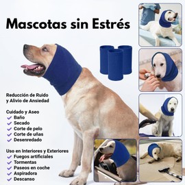 BPETZ La Original Banda Tranquilizadora y Orejeras Antiruido para Perros y Gatos, Protección Auditiva, Ideal para Grooming, Secado, Tormentas y Fuegos Artificiales Calmante Anti Estrés (Chico)