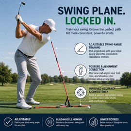 Golf Swing Alignment Trainer for Practice – Adjustable Fiberglass Rod & Angle Holder for Indoor & Outdoor Drills