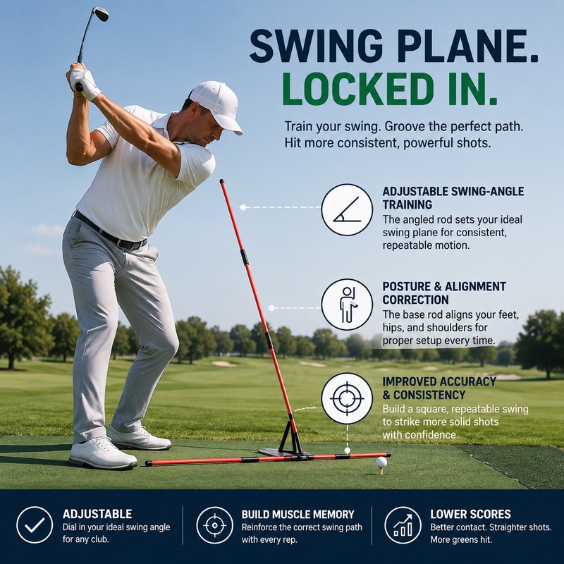 Golf Swing Alignment Trainer for Practice – Adjustable Fiberglass Rod