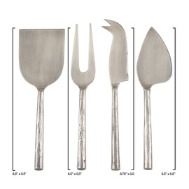Occasion Gallery Silver Stainless Steel Cheese Set, Set of 4, Stainless Steel (Cheese board NOT Included)