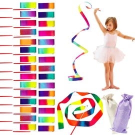 TGANNYOCR 48 Pack Gymnastics Ribbons Streamers Colorful Dance Wand for Kids Dance Ribbons Steamer Wand Girls Twirling Ribbons for Birthday Dancing Party Decorations Supplies