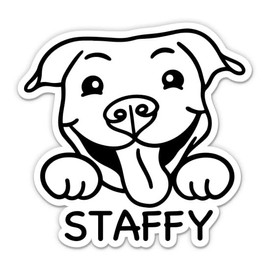 Staffy Sticker - 3" Laptop Sticker - Waterproof Vinyl for Car, Phone, Water Bottle - Staffordshire Terrier Cute Dog Peeking Decal
