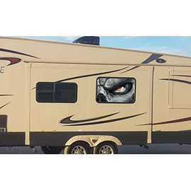 28x40 Evil Eye Universal RV, Camper, 5TH Wheel, Toyhauler Window 50/50 Perforated Tint Vinyl Decal
