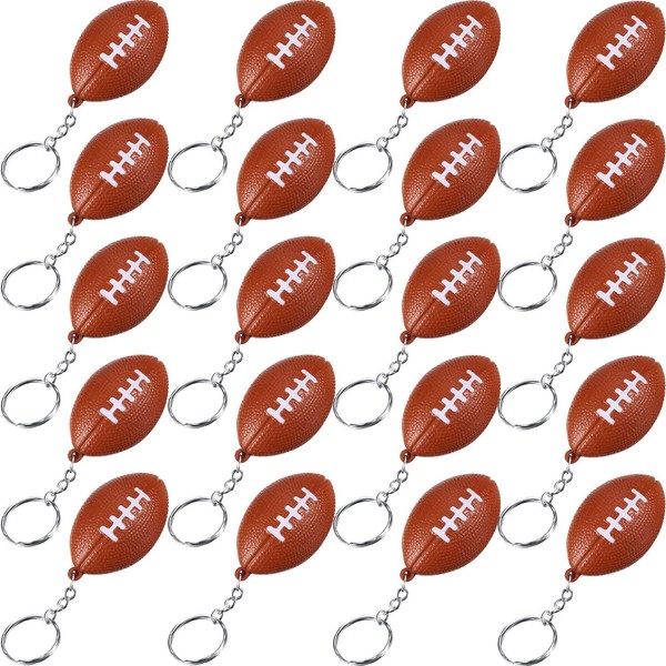 Blulu 20 Pack Football Keychains for Party Favors, School Carnival Reward, Party Bag Gift Fillers (Football Keychains, 20 Pack)