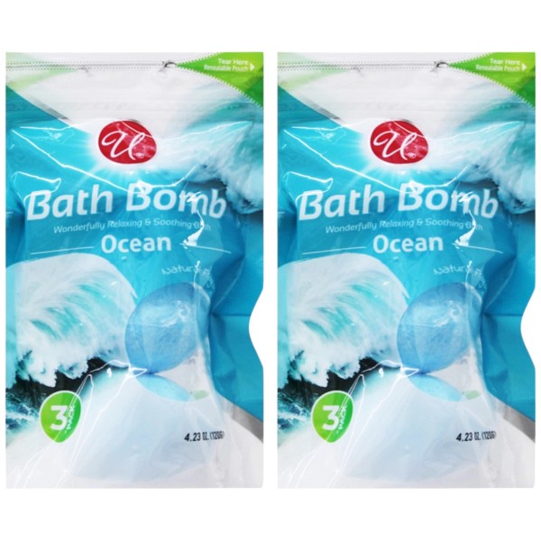 Universal Ocean Scented Natural Fragrance Bath Bomb, 6 Count (Pack