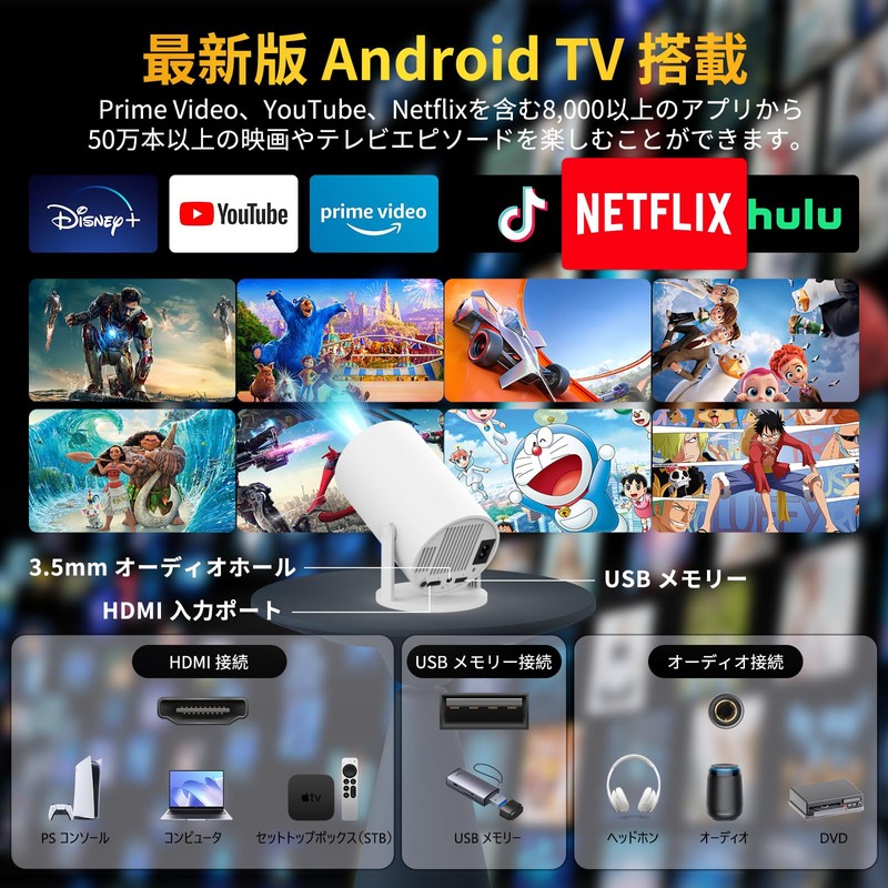 2025 Advanced Projector, Android TV 12.0 Included, 4K Compatible, 1080P,