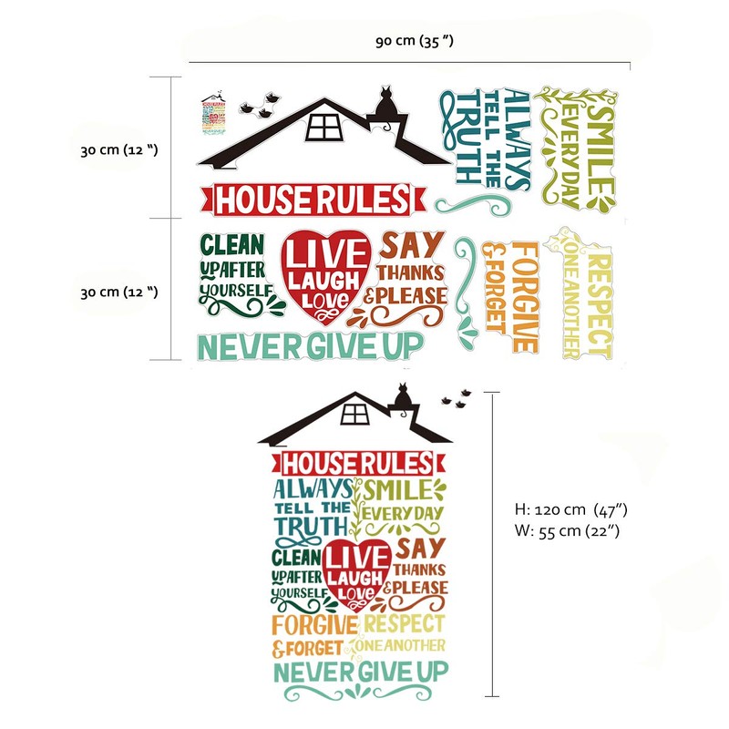 Runtoo Wall Tattoo Family Rules Wall Sticker Home Saying Wall