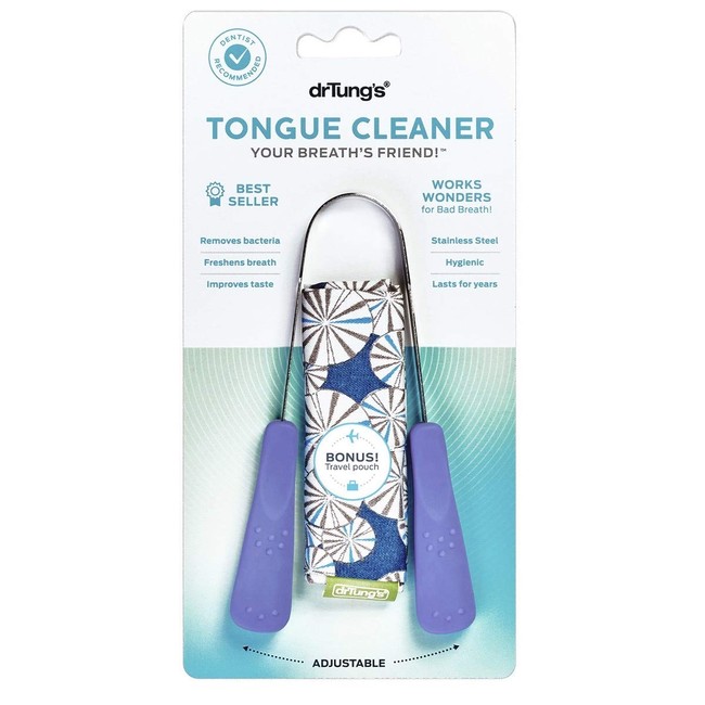 DrTung's Tongue Cleaner, Stainless Steel Tongue Scraper (colors may vary)