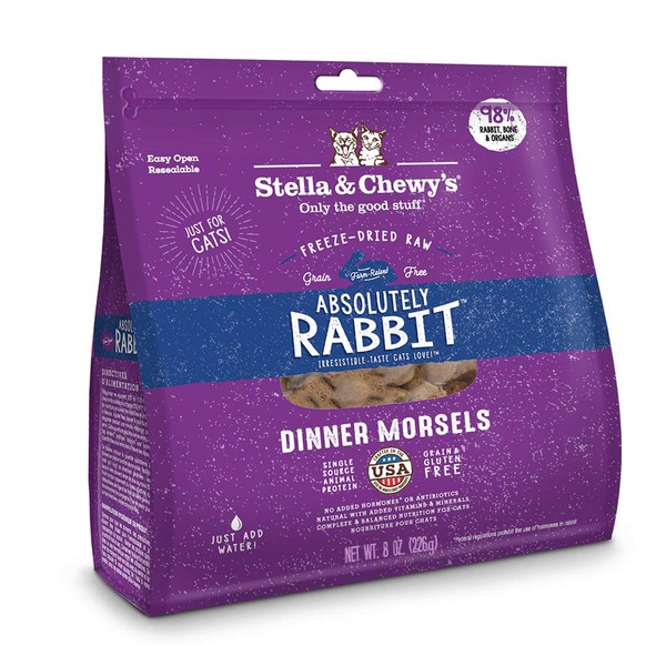 Stella & Chewy's Freeze-Dried Raw Absolutely Rabbit Dinner Morsels Grain-Free Cat Food, 8 oz bag