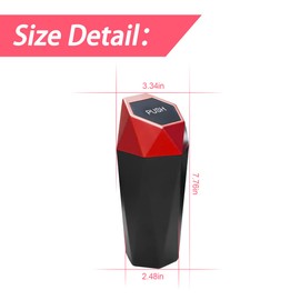 2PCS Car Trash Can with Lid, Mini Plastics Portable Auto Garbage Can, Small Leakproof Diamond Design Trash Dustbin, Waterproof Vehicle Rubbish Bins for Automotive Car, Home, Office (Red,1)
