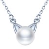 MicLee Women's Necklace 925 Sterling Silver Cute Cat Pearls Pendant